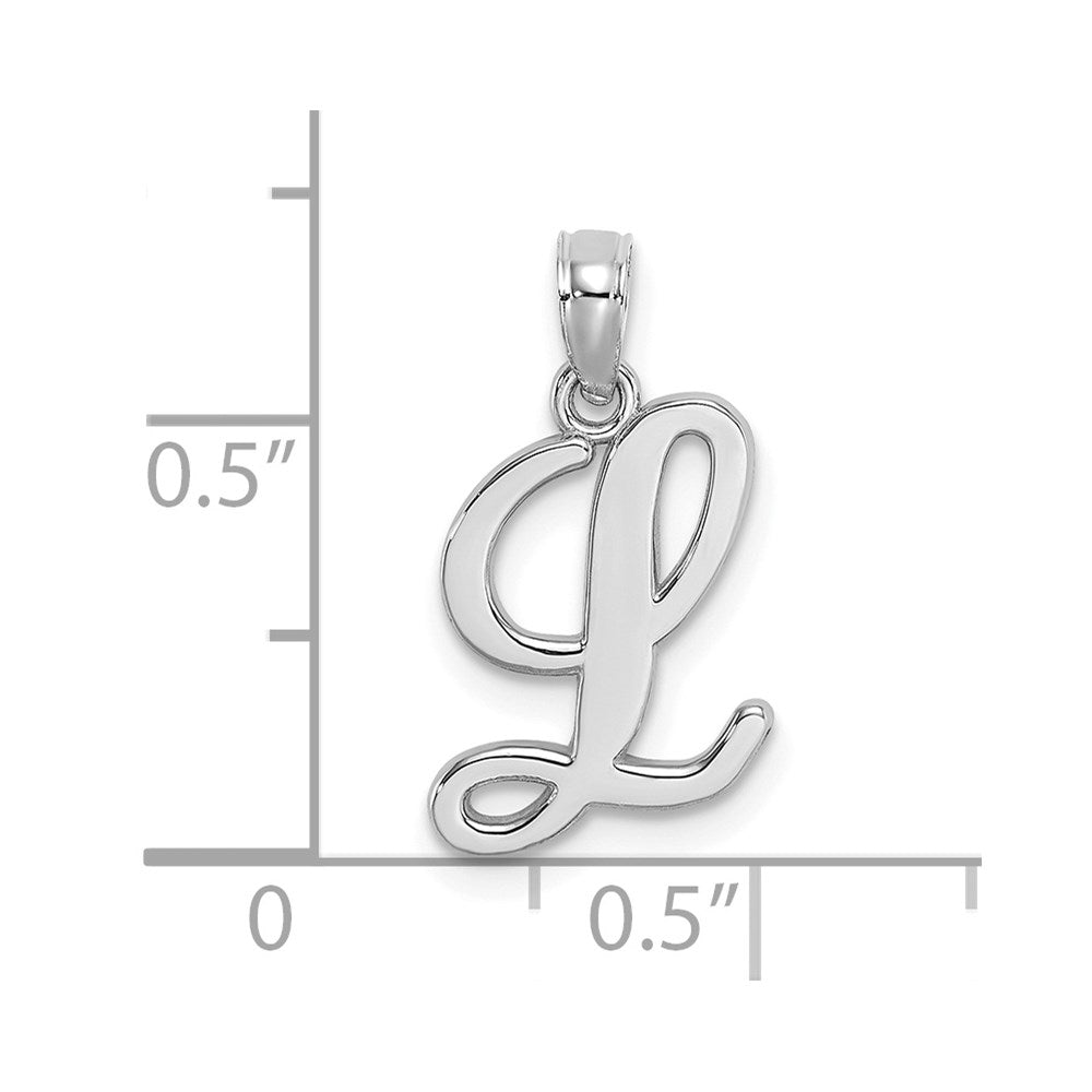 10K White Gold Polished L Script Initial Charm