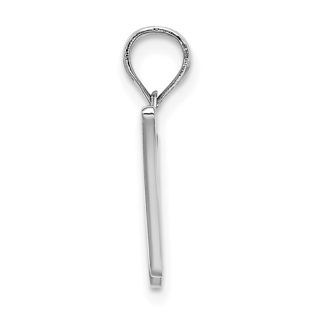 10K White Gold Polished W Script Initial Charm