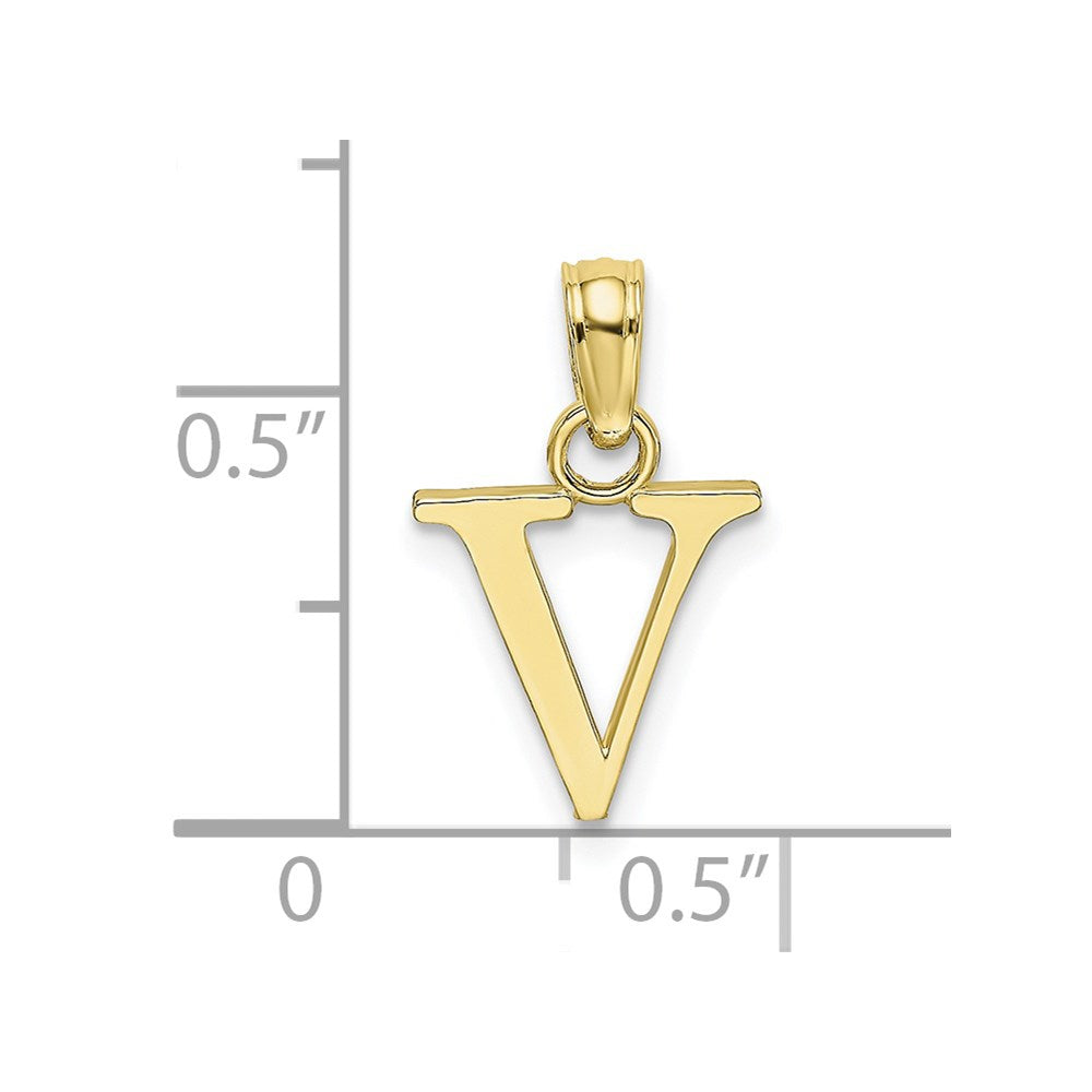 10K Polished V Block Initial Charm
