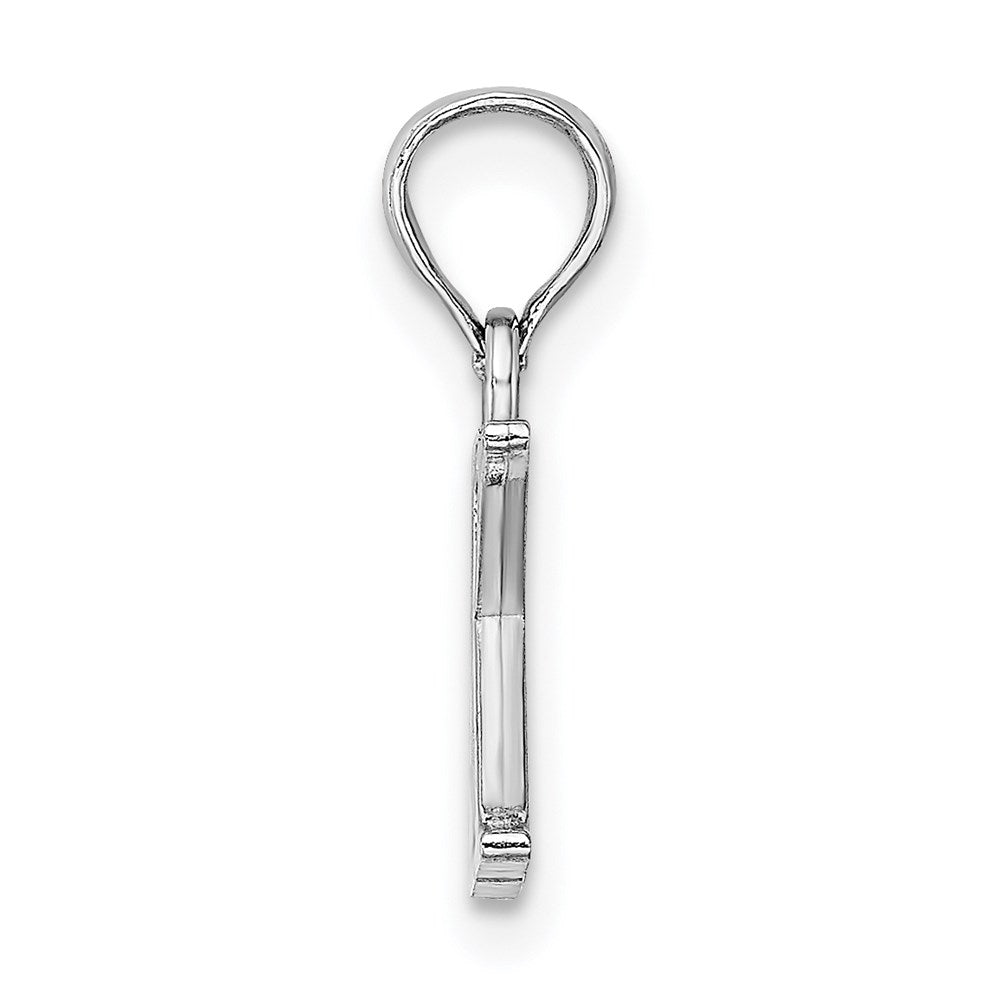 10K White Gold Polished K Block Initial Charm