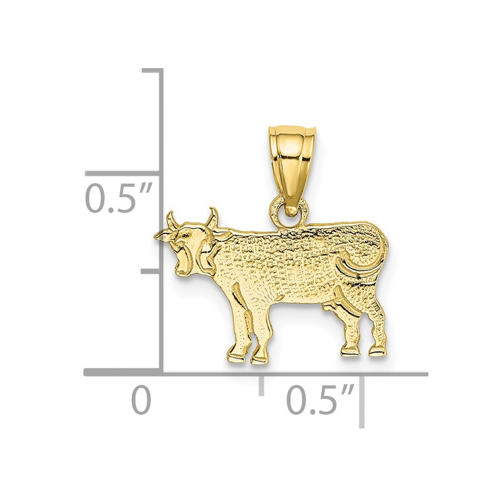 10K Flat and Engraved Cow Charm