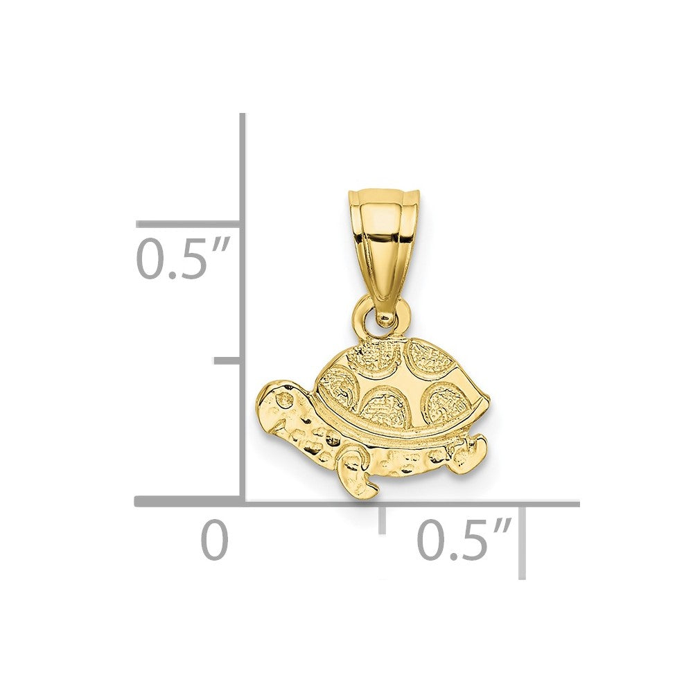 10K Flat and Engraved Mini Turtle Charm