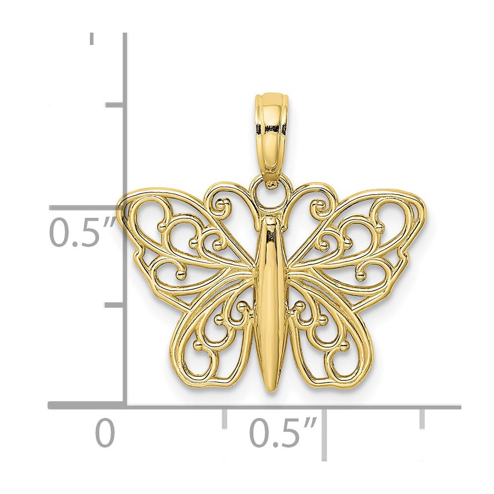 10K Filigree Butterfly Charm