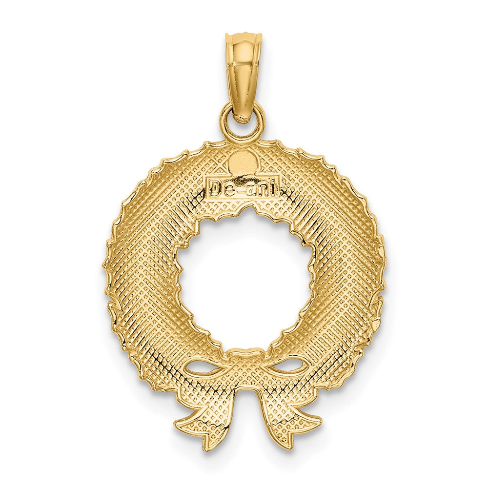 10K Enamel Christmas Wreath Charm