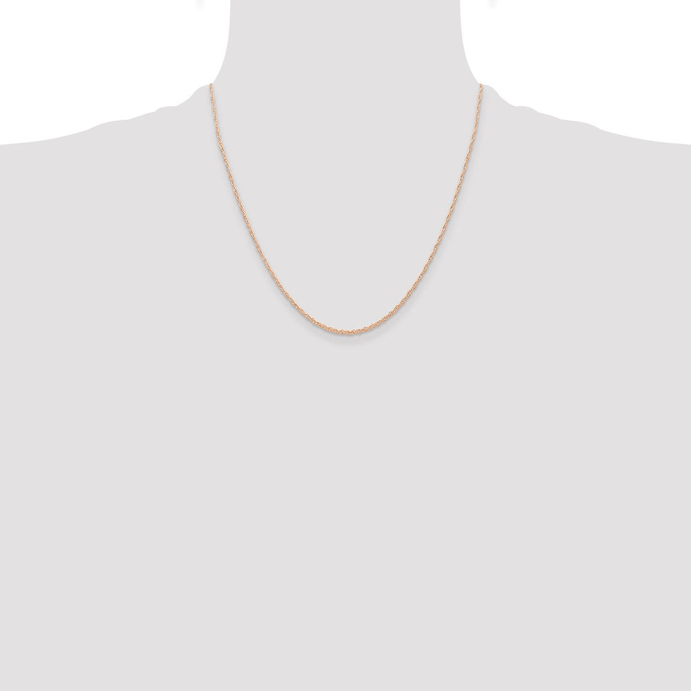 10k  Rose Gold .6 mm Carded Cable Rope Chain