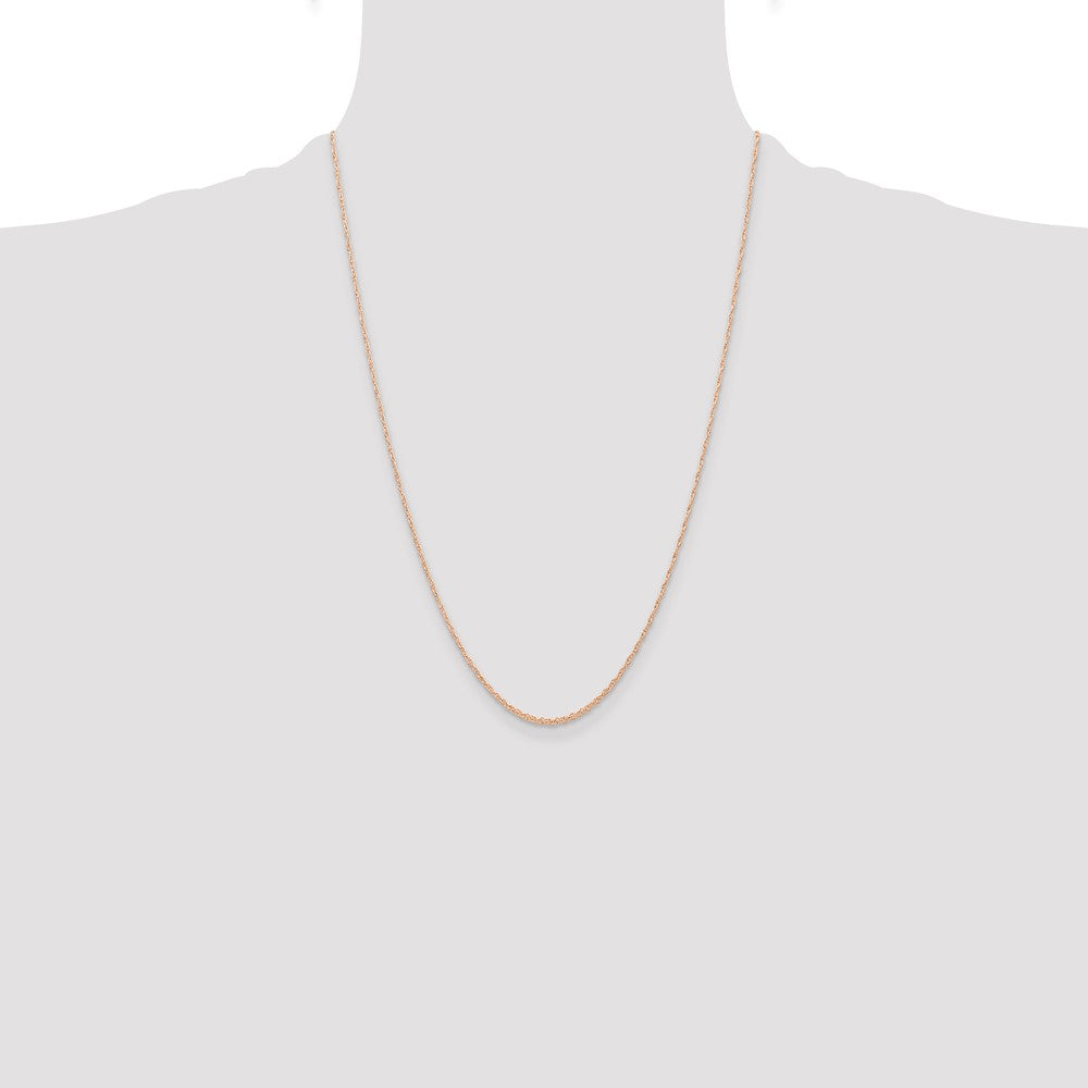 10k  Rose Gold .6 mm Carded Cable Rope Chain