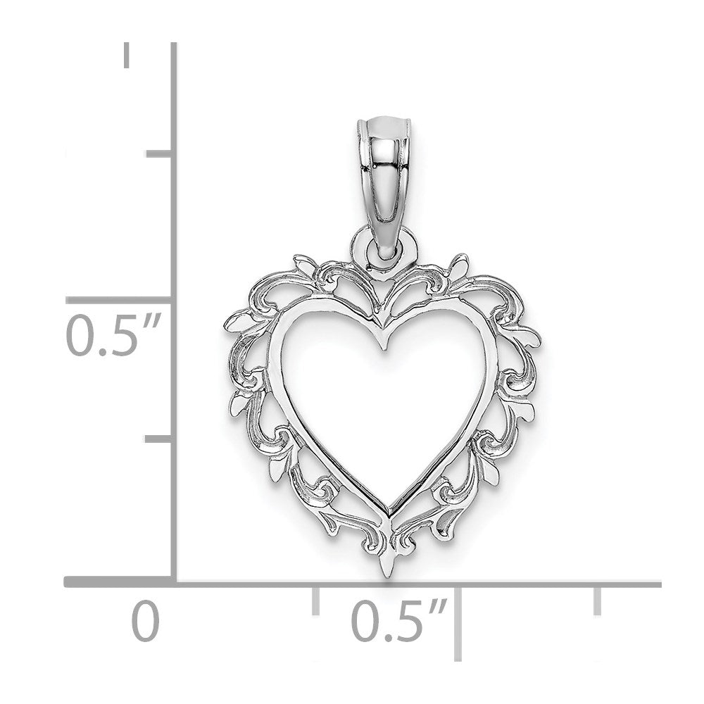 10K White Gold Heart w/ Lace Trim Charm