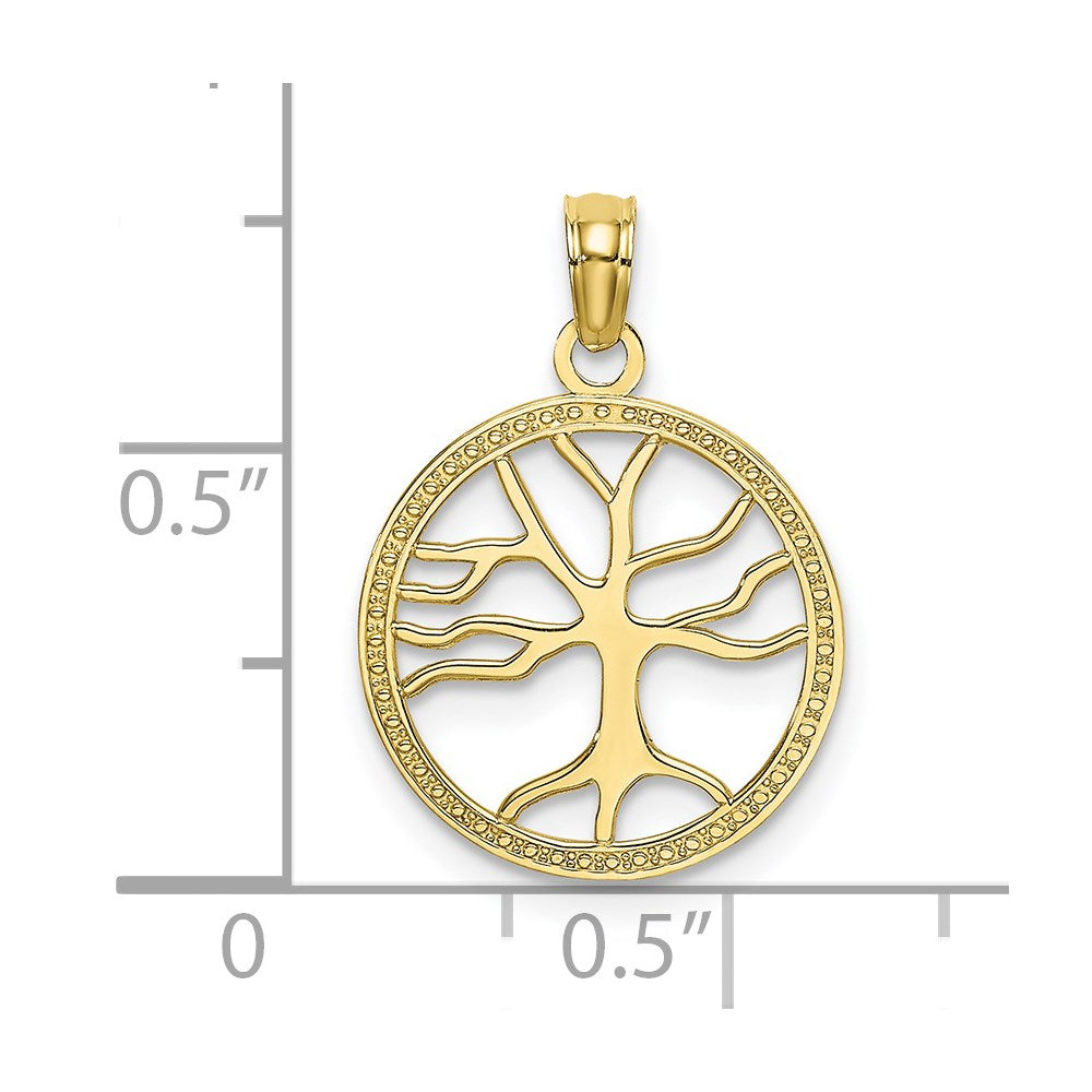 10K  Small Tree Of Life In Round Frame Charm