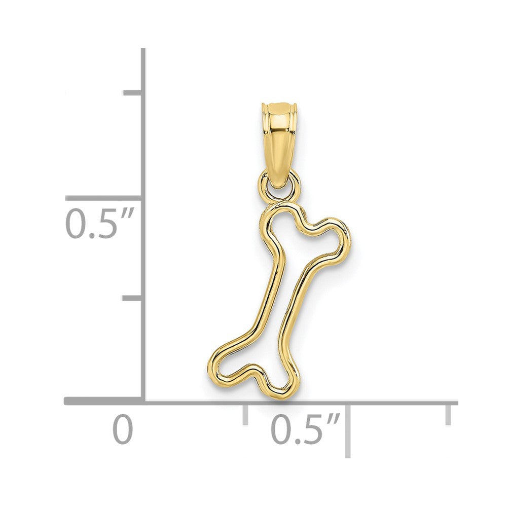 10K Cut-Out  Polished Mini Dog Bone Charm