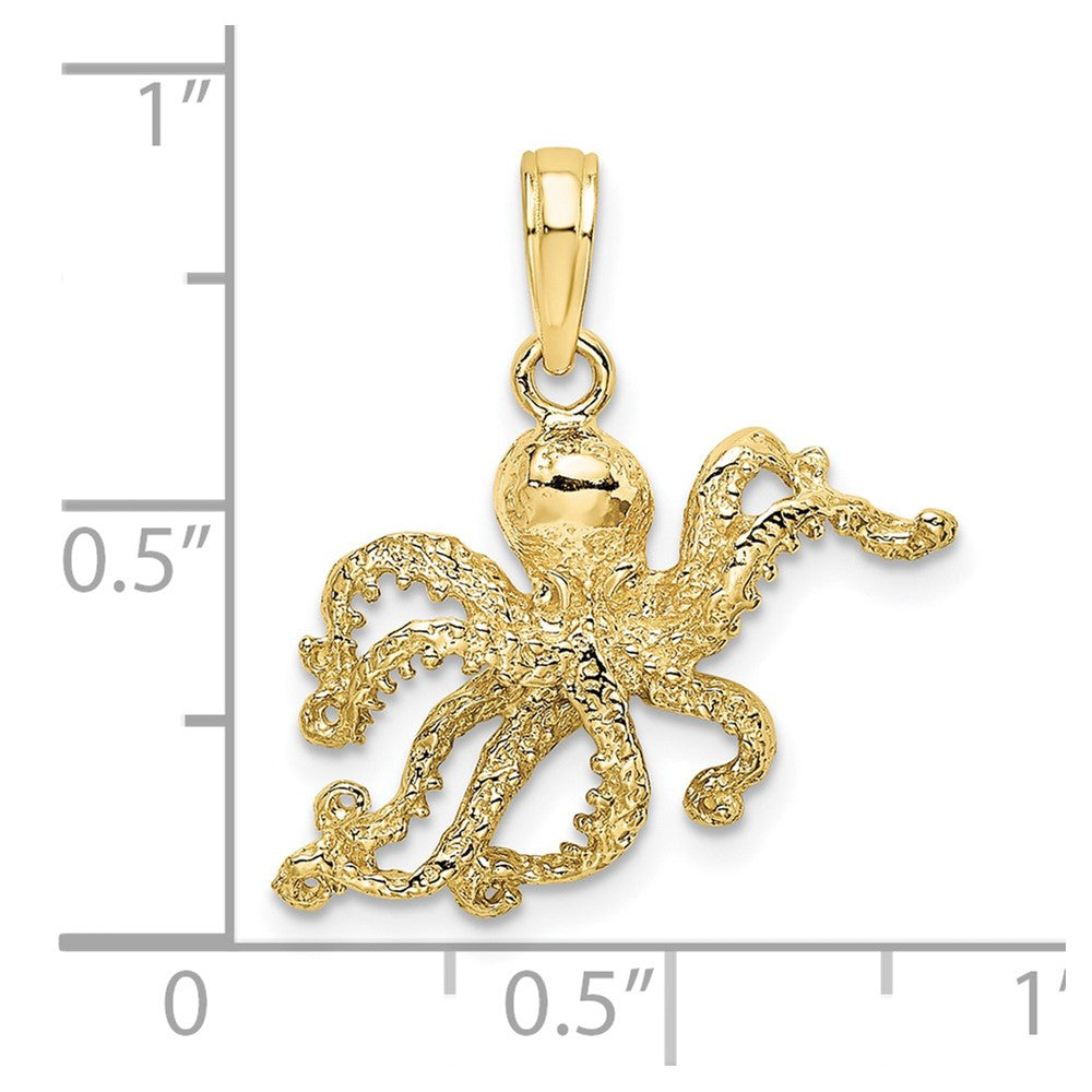 10K 2-D and Textured Octopus Charm
