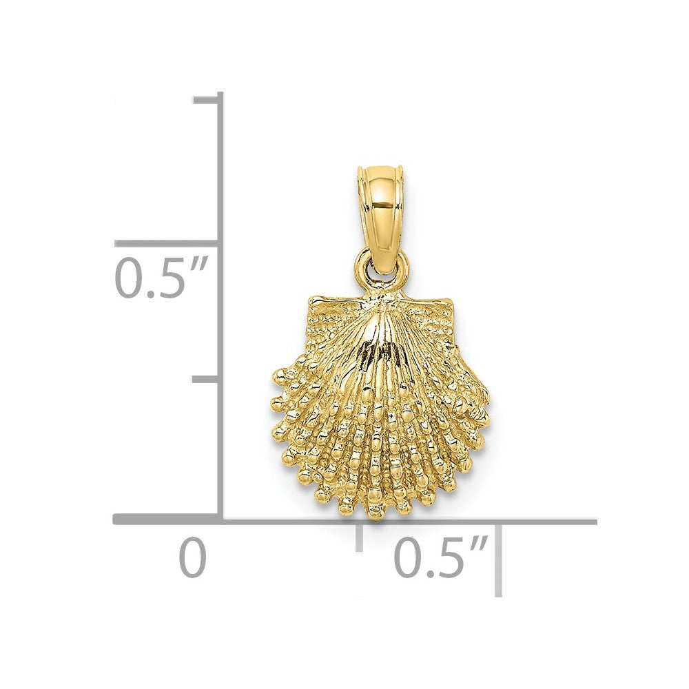 10K 2-D Beaded Scallop Shell Charm