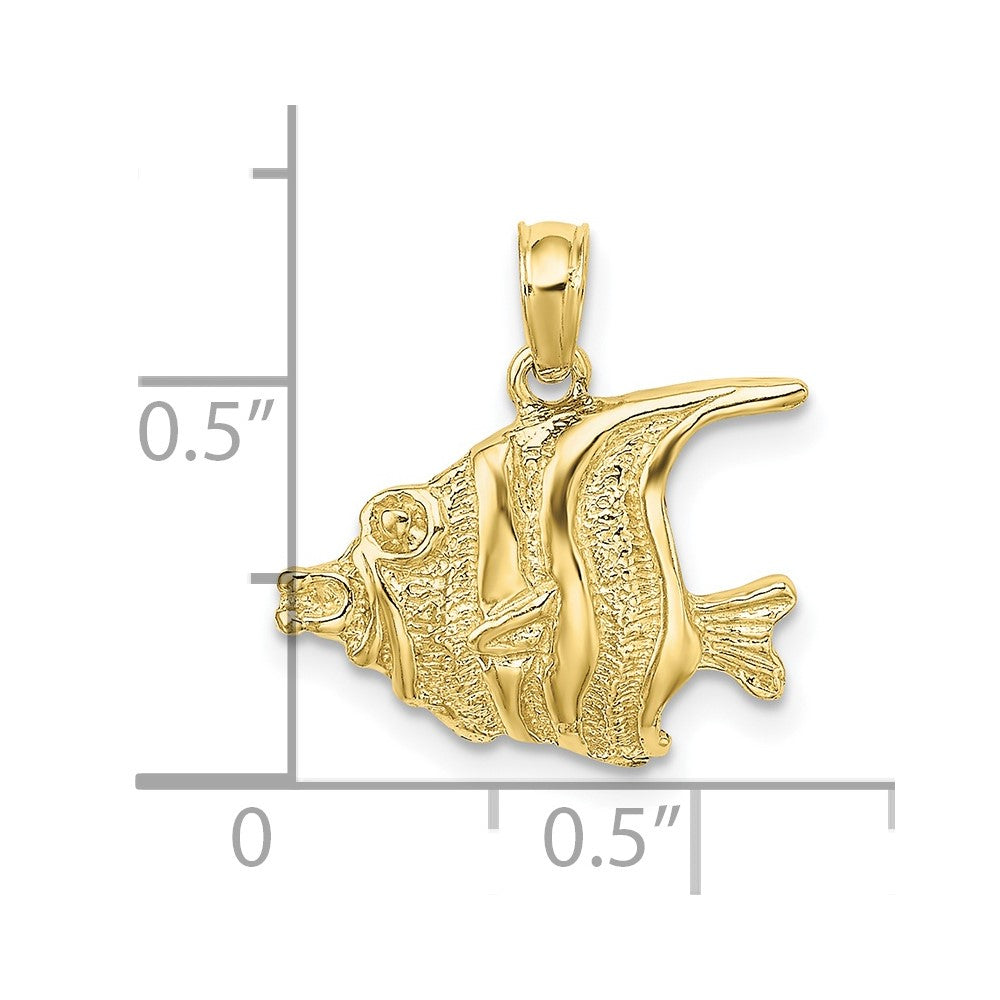 10K Polished Engraved FISH Charm