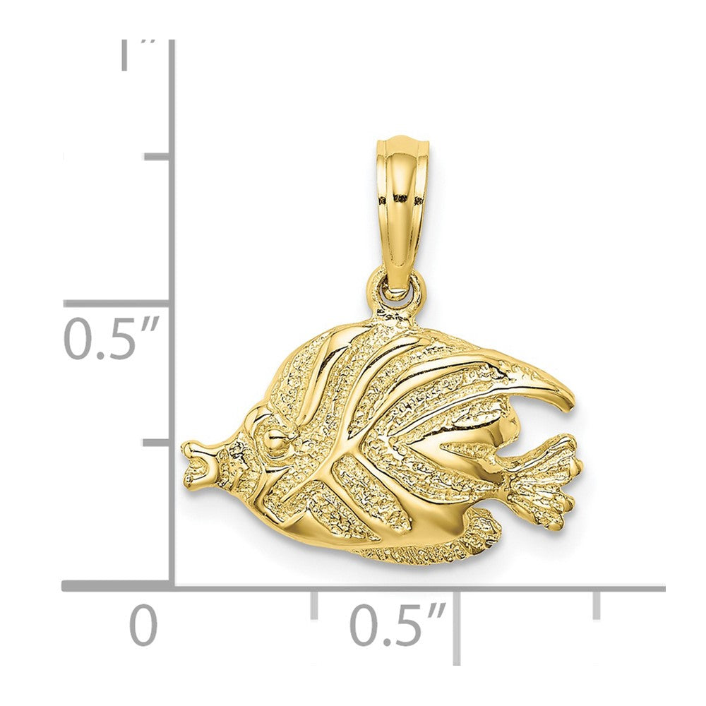 10K Polished Engraved Fish Charm