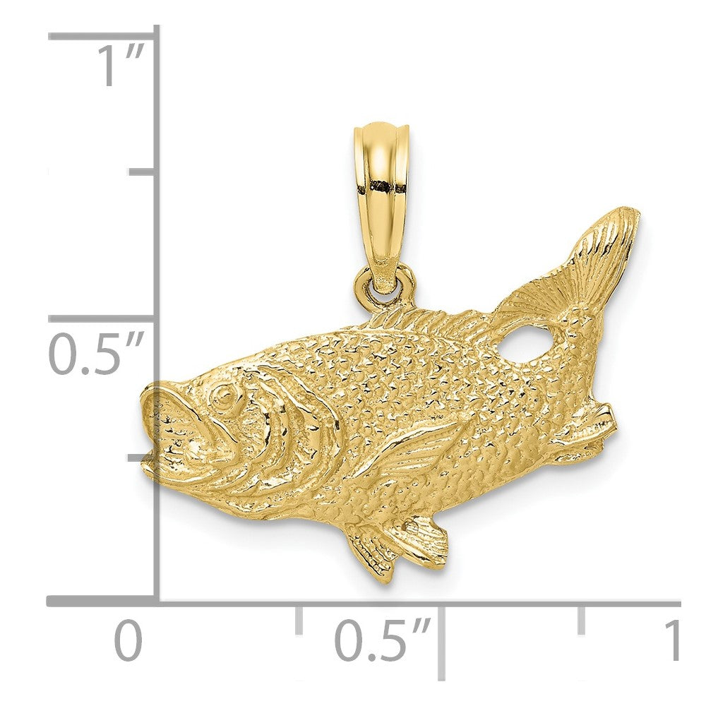 10K 2-D Bass Fish w/ Tail Up Charm