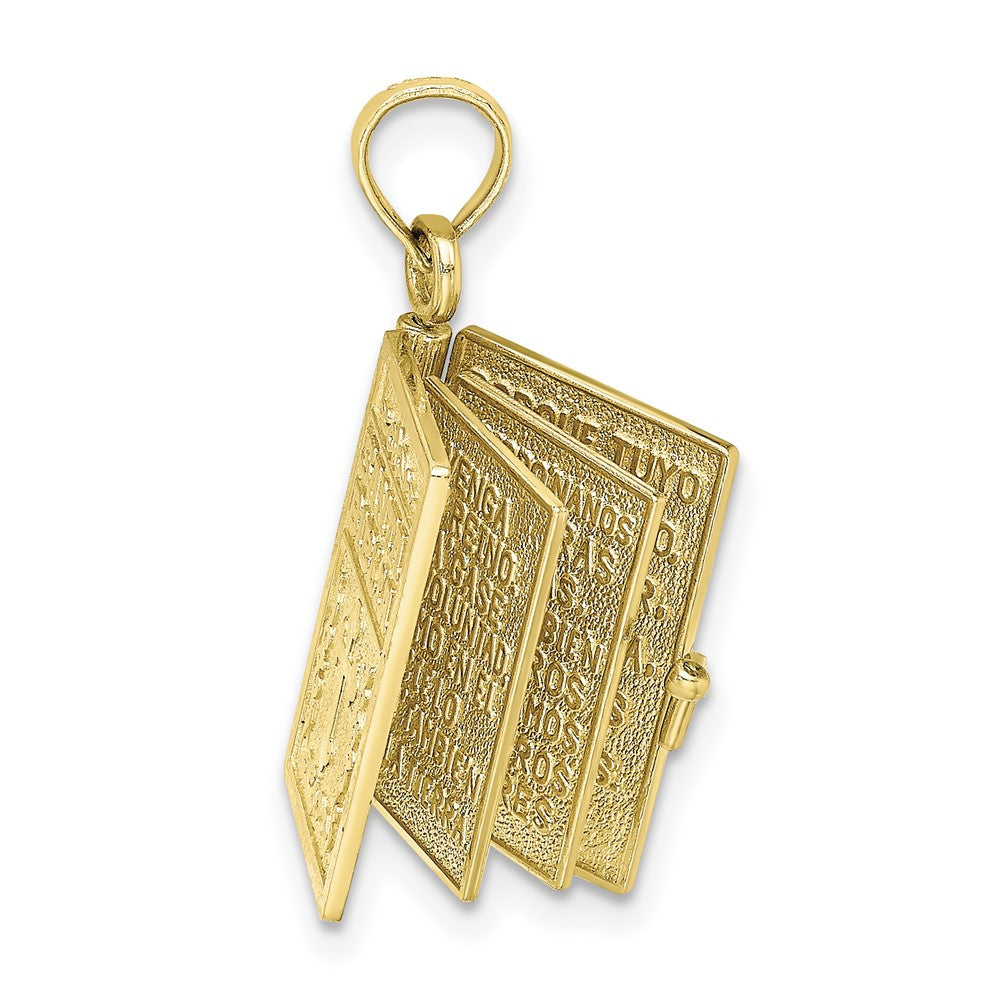 10K 3-D Moveable Santa Biblia Book/Spanish Bible Charm