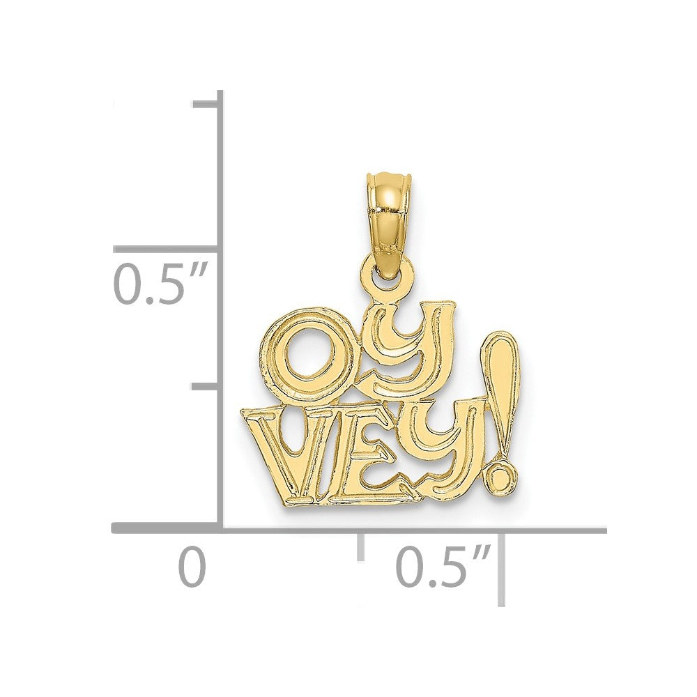 10K Polished and Engraved OY VEY Charm