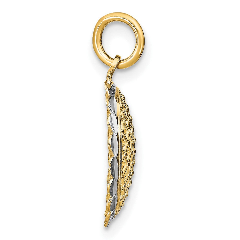 10K w/Rhodium D/C Sunflower Pendant Charm