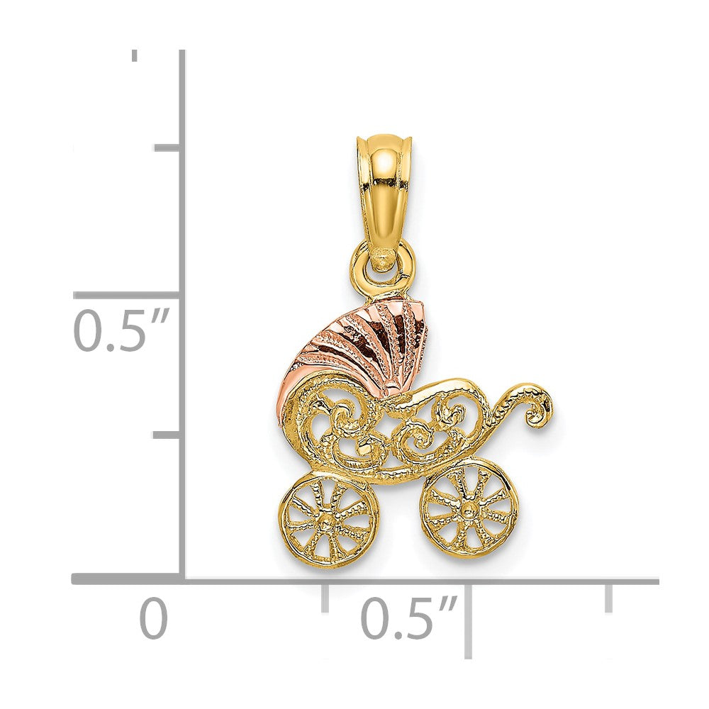 10k Two-Tone Baby Carriage w/ Visor Charm