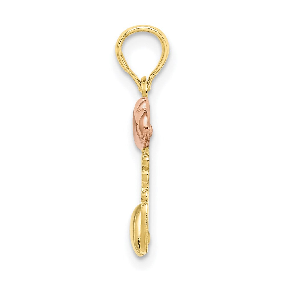 10K Two-tone w/Rhodium I LOVE YOU  W/ Hearts Charm