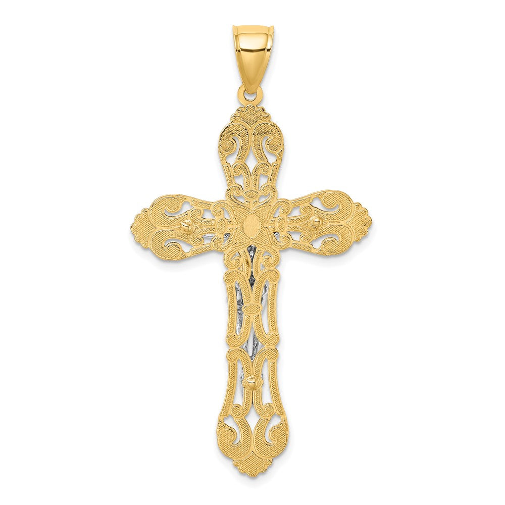 10K W/ Rhodium Crucifix Charm