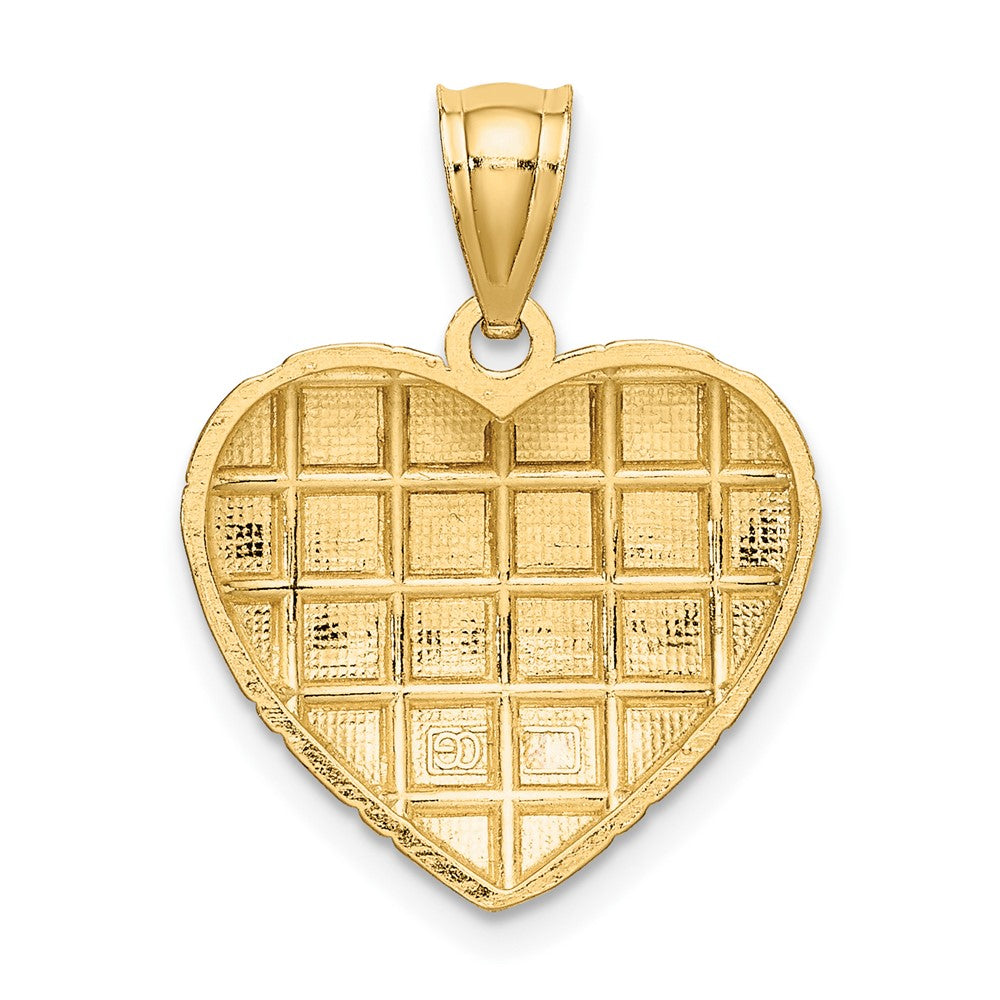 10K W/ Rhodium D/C Heart Charm
