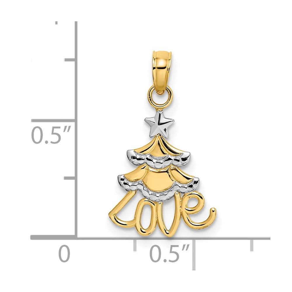 10K W/ Rhodium Christmas Tree Charm