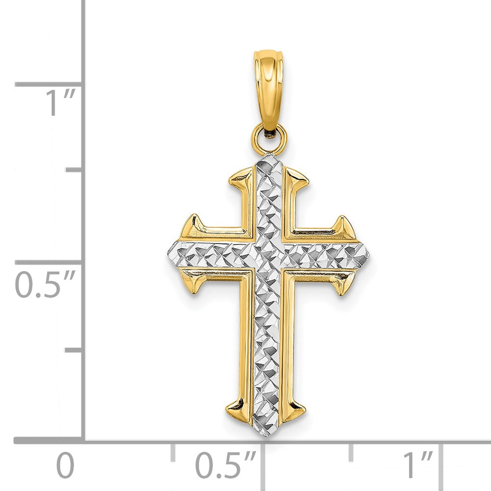 10K w/ Rhodium D/C Cross Pendant