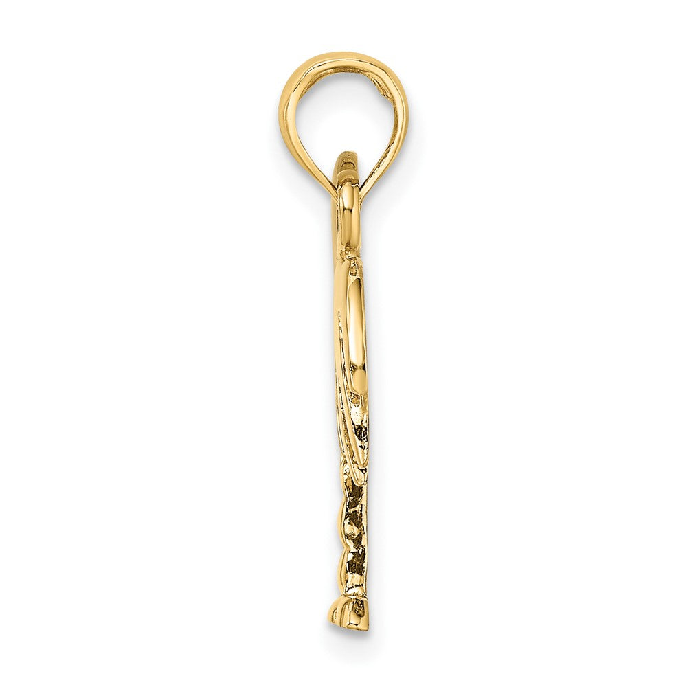 10K W/ Rhodium Polished Charelston Palm Tree Charm