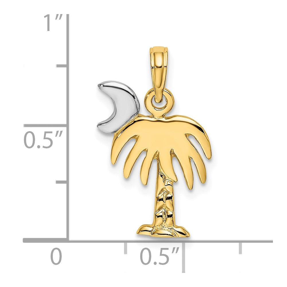 10K W/ Rhodium Polished Charelston Palm Tree Charm