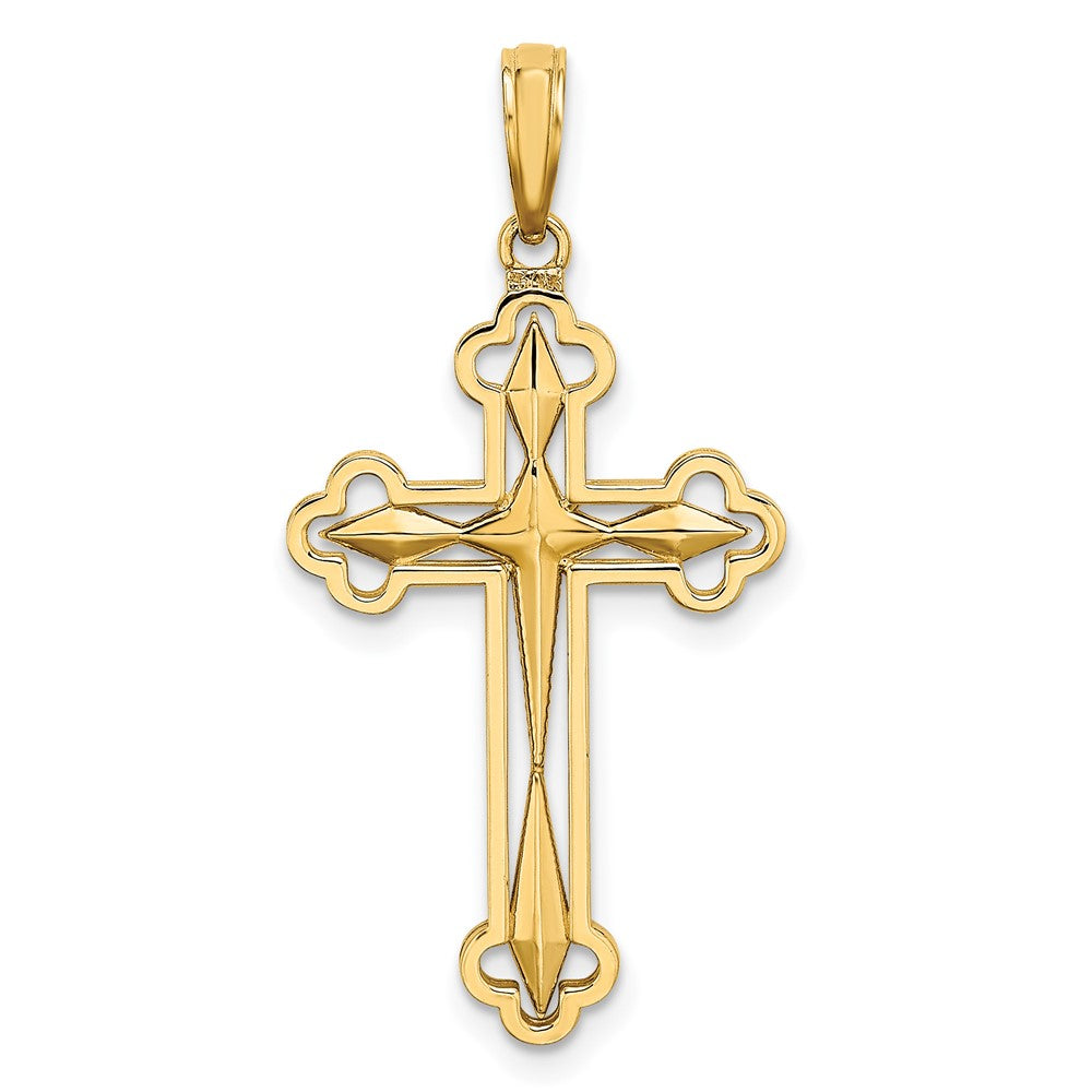 10K W/ Rhodium D/C Reversible Cross Charm