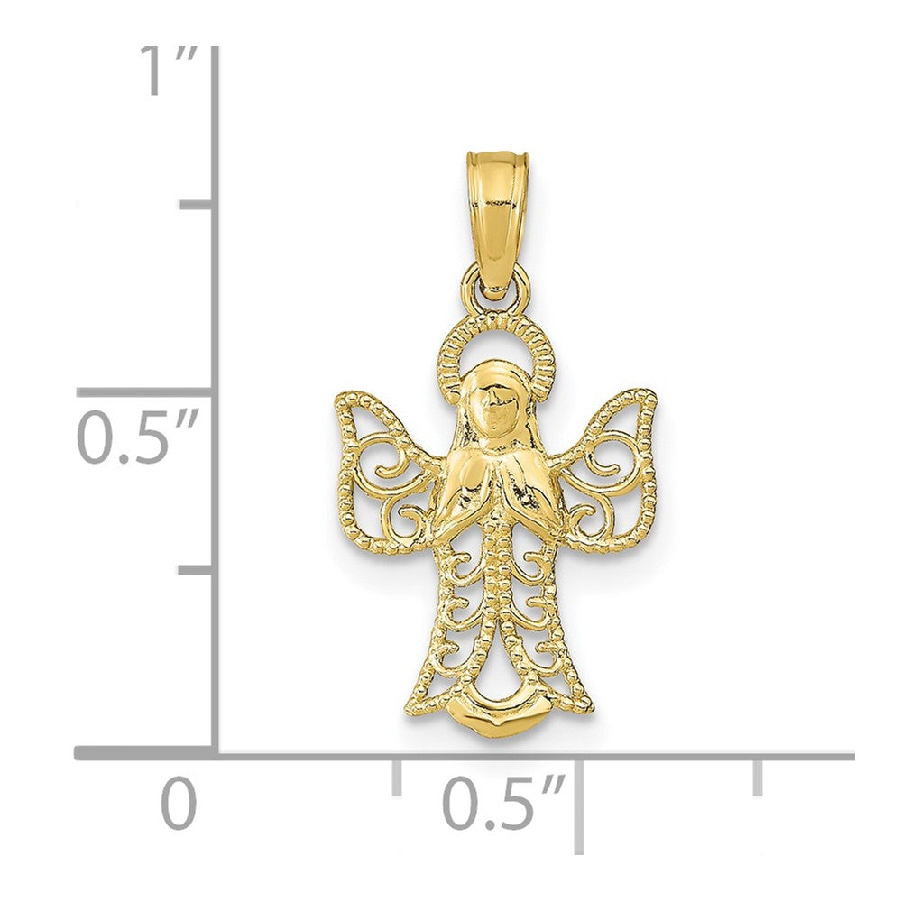 10K Angel W/Filigree Cut-Out Wings Charm