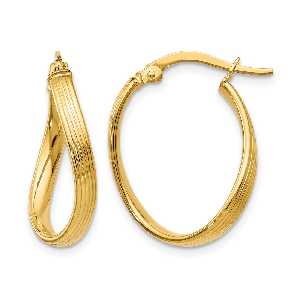 Polished;10K Yellow gold;Textured;Hinged hoop