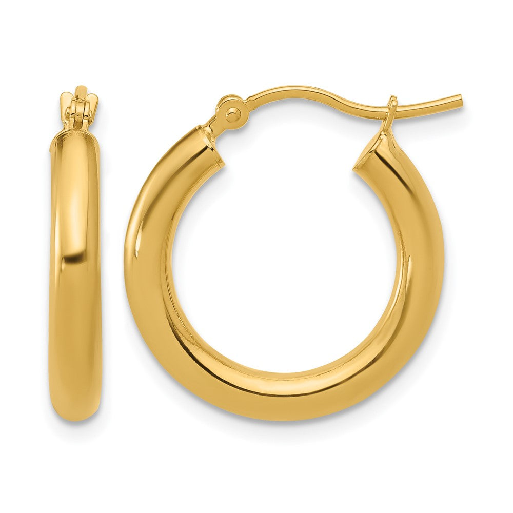 Polished;10K Yellow gold;Hinged hoop