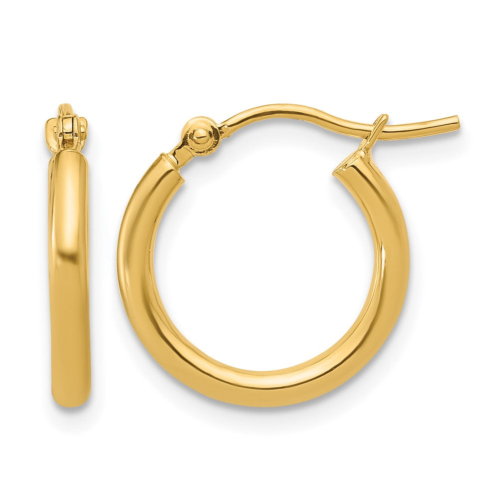 Polished;10K Yellow gold;Hinged hoop