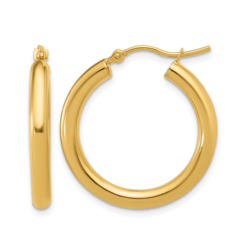 Polished;10K Yellow gold;Hinged hoop