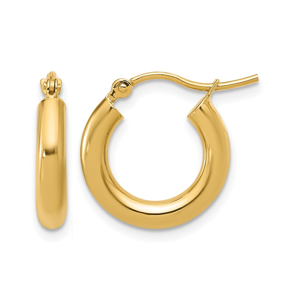 Polished;10K Yellow gold;Hinged hoop