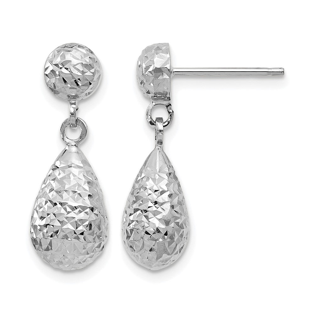 Diamond-cut;Post;10K White gold