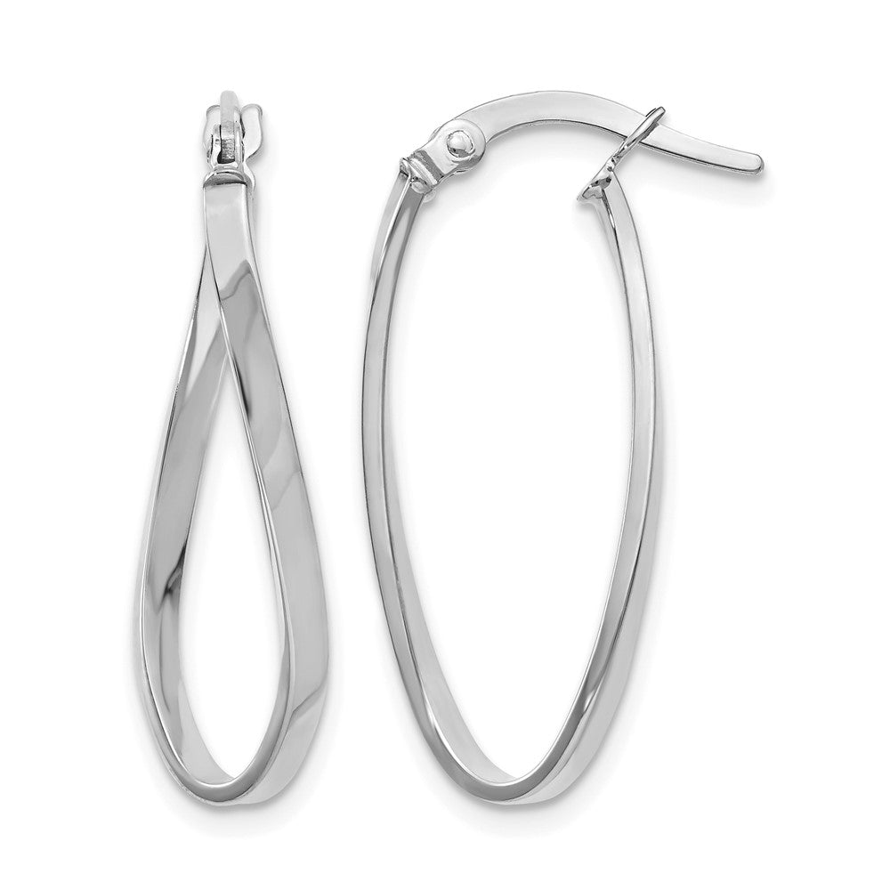 Polished;10K White gold;Hinged hoop