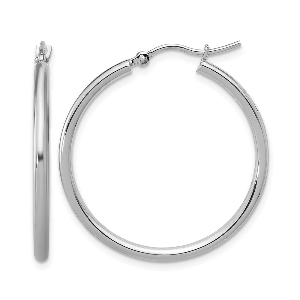 Polished;10K White gold;Hinged hoop