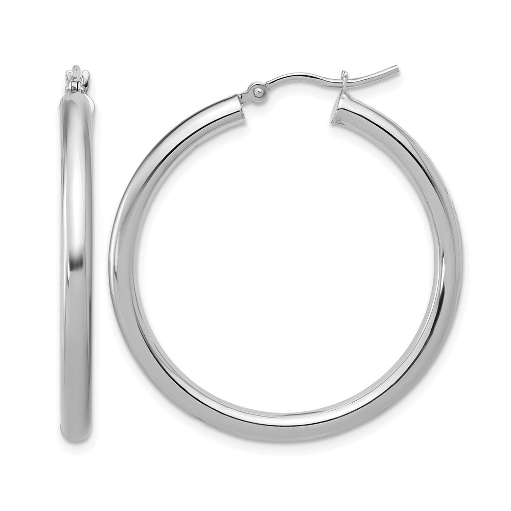 Polished;10K White gold;Hinged hoop