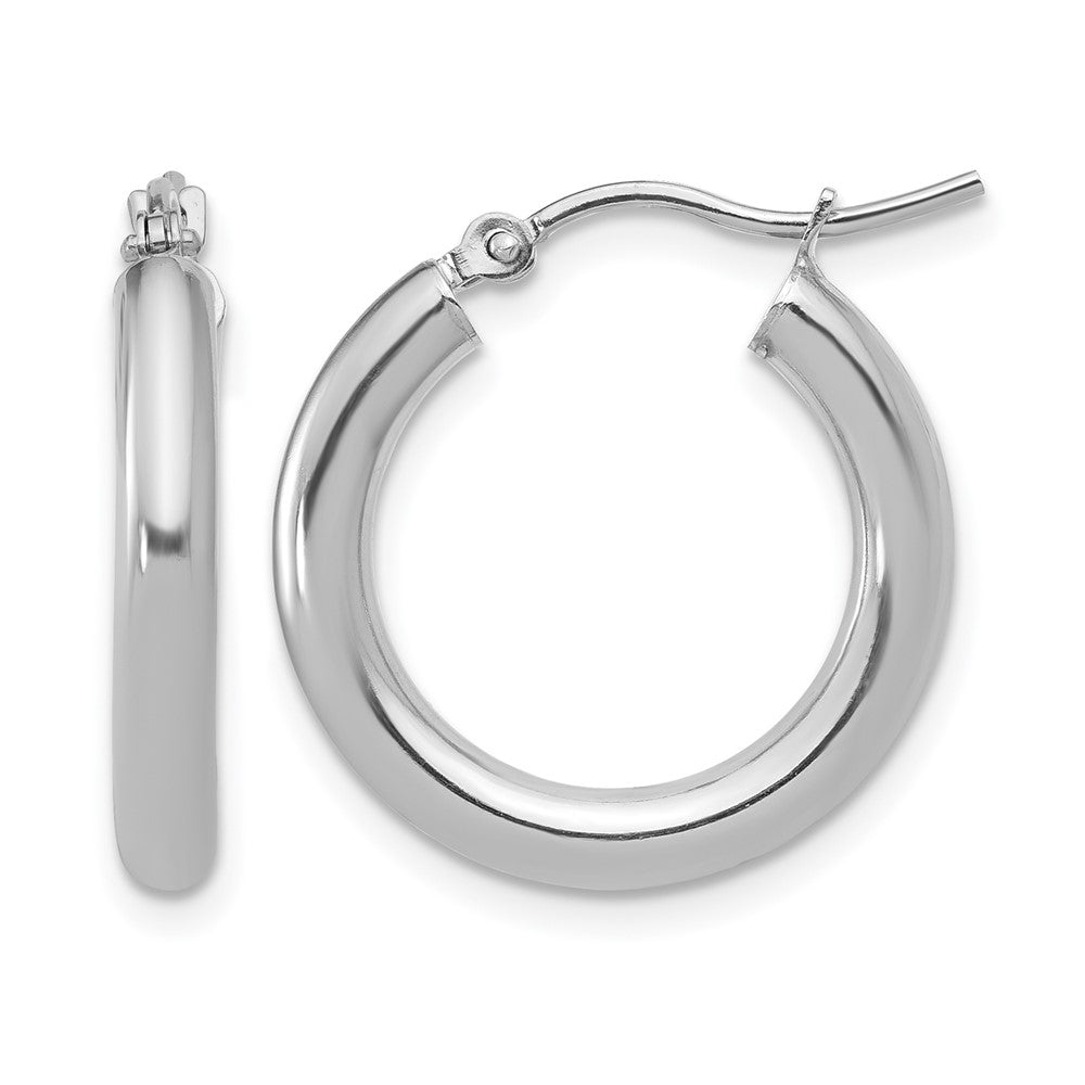 Polished;10K White gold;Hinged hoop