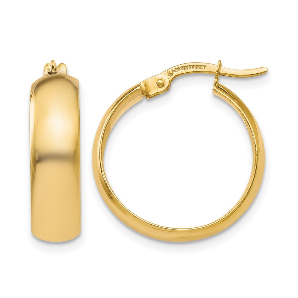 Polished;10K Yellow gold;Hinged hoop
