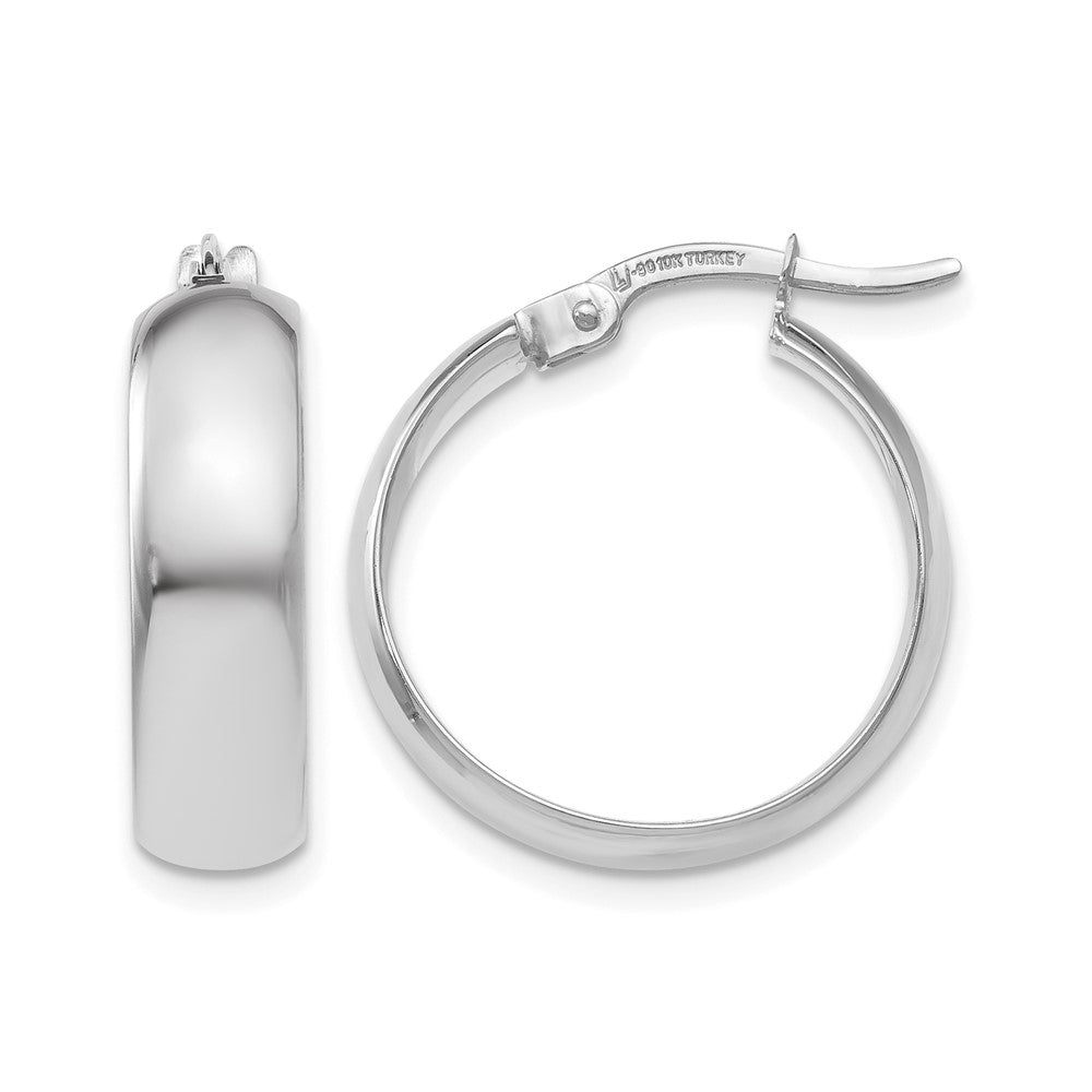 Polished;10K White gold;Hinged hoop