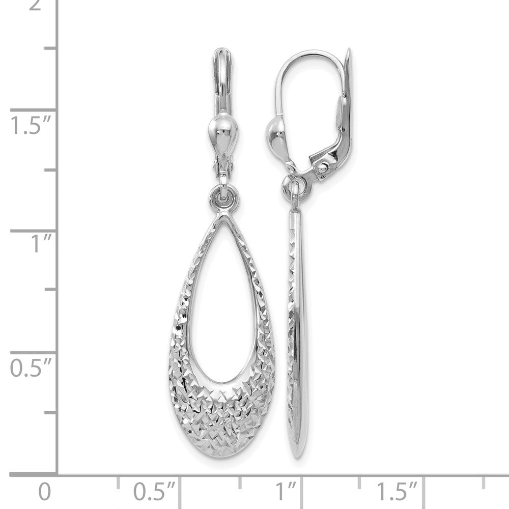 10K White Gold Polished and D/C Leverback Earrings