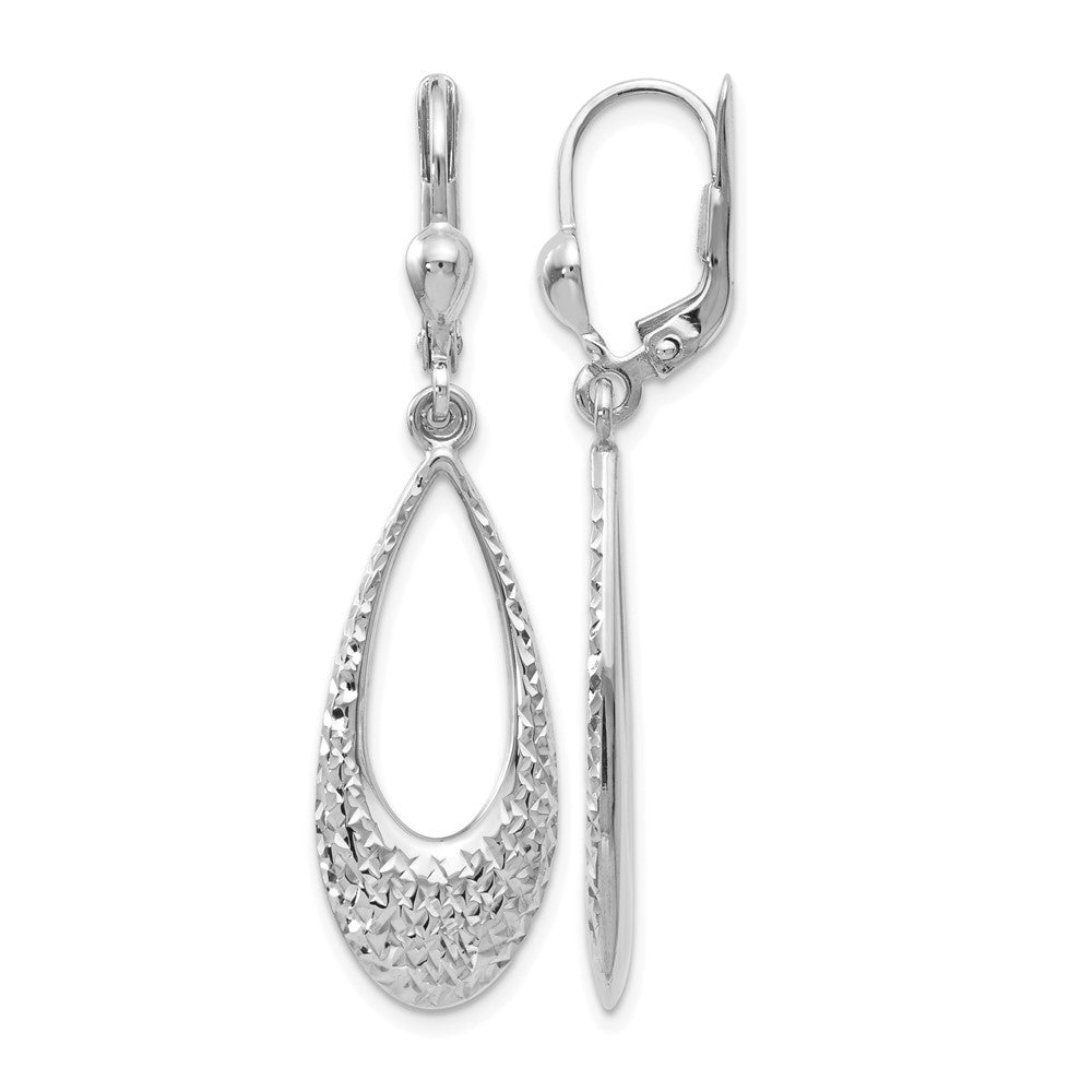 Diamond-cut;Polished;Leverback;10K White gold