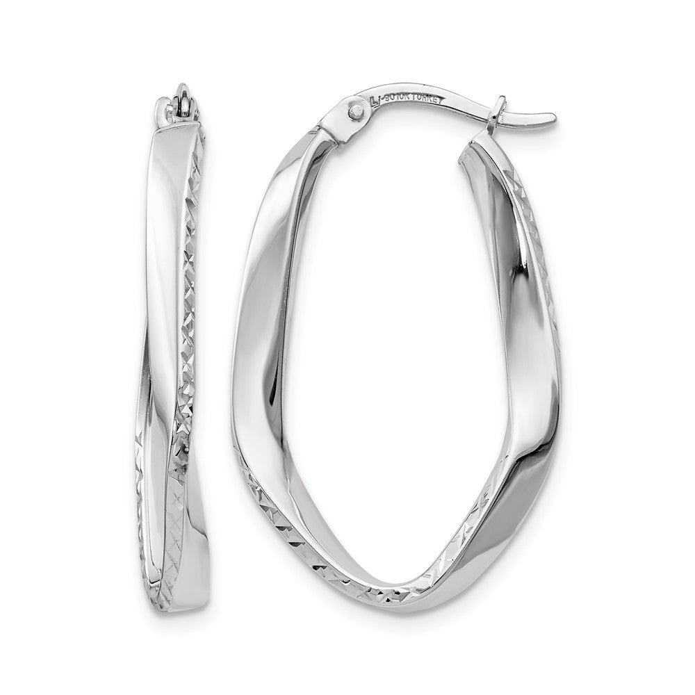 Diamond-cut;Polished;10K White gold;Textured;Twisted;Hinged hoop