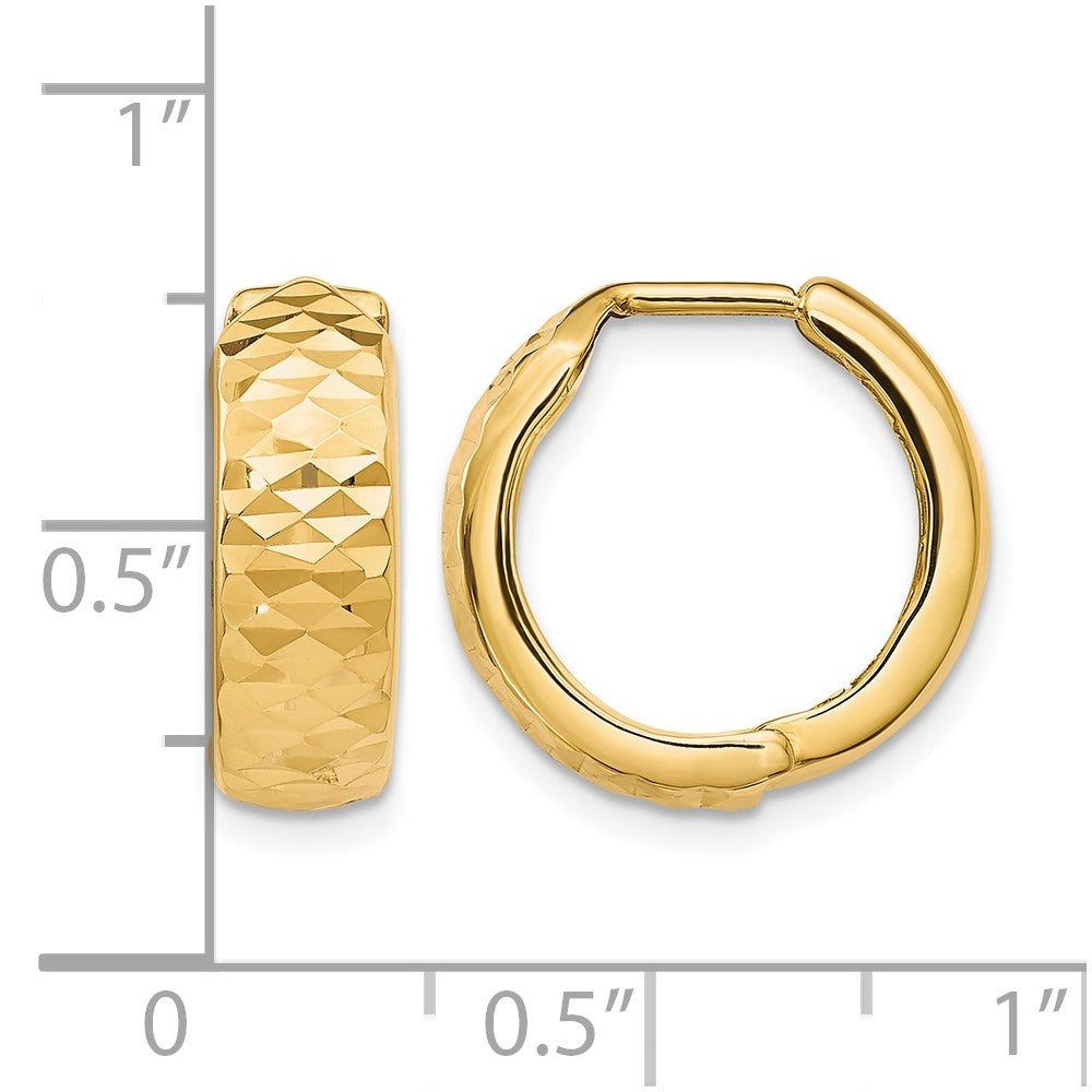 10K Polished and D/C Hinged Hoop Earrings