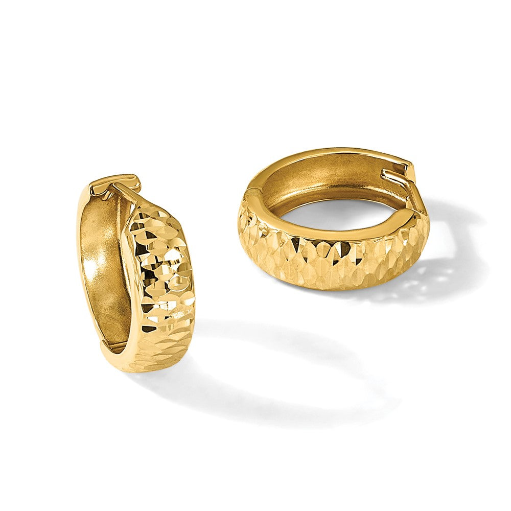 10K Polished and D/C Hinged Hoop Earrings