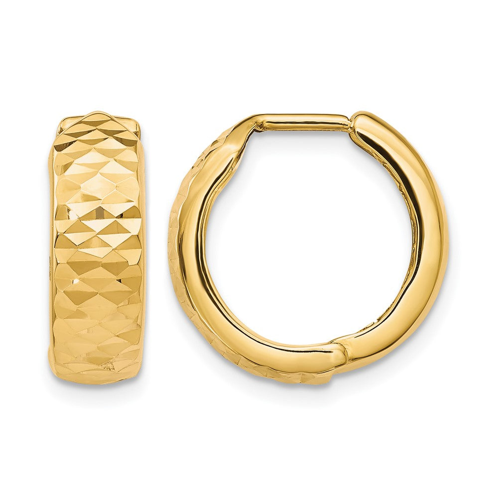 Diamond-cut;Polished;10K Yellow gold;Hinged hoop