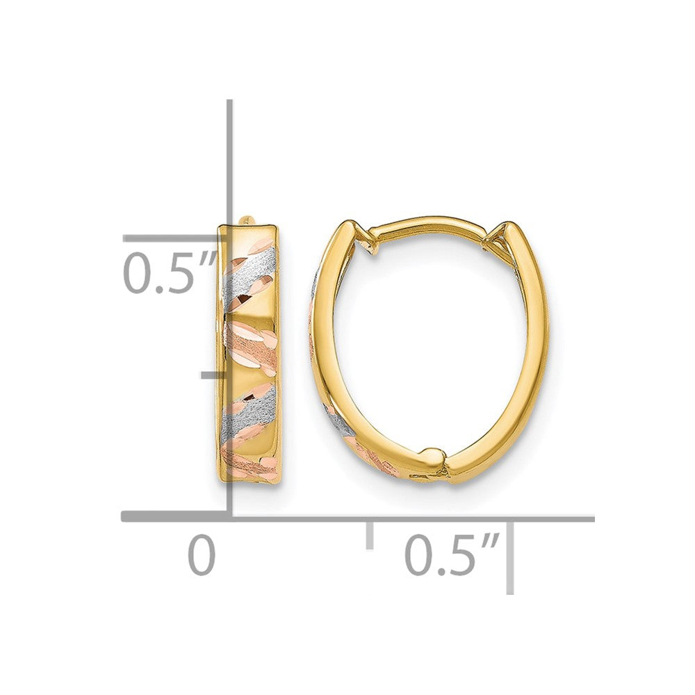 10K Two-tone with White Rhodium Polished and Satin D/C Earrings